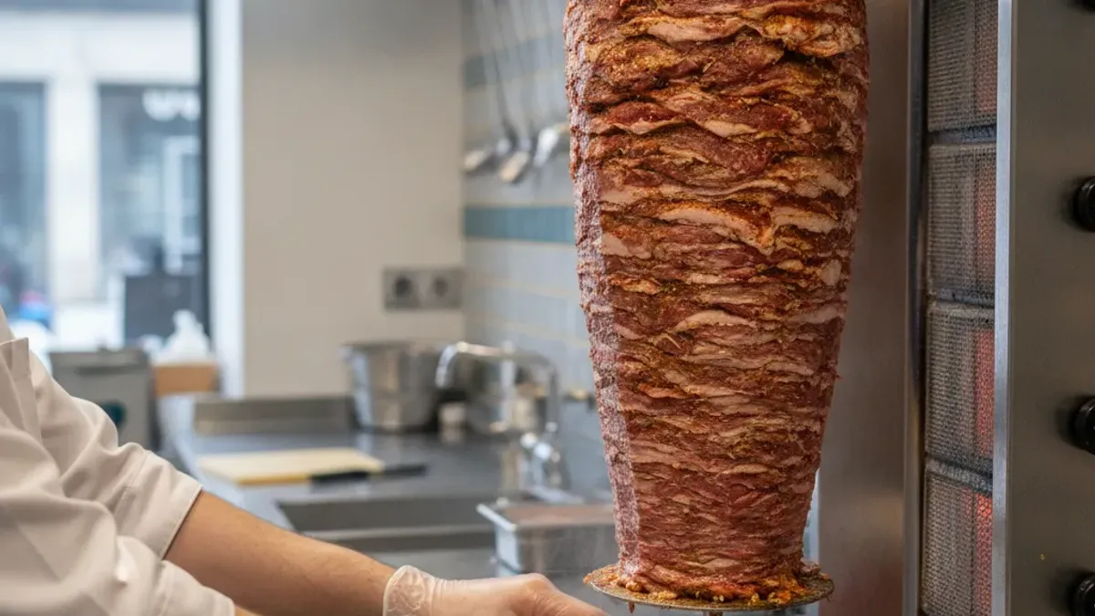 Dönerspieß richtig aufbauen und schneiden